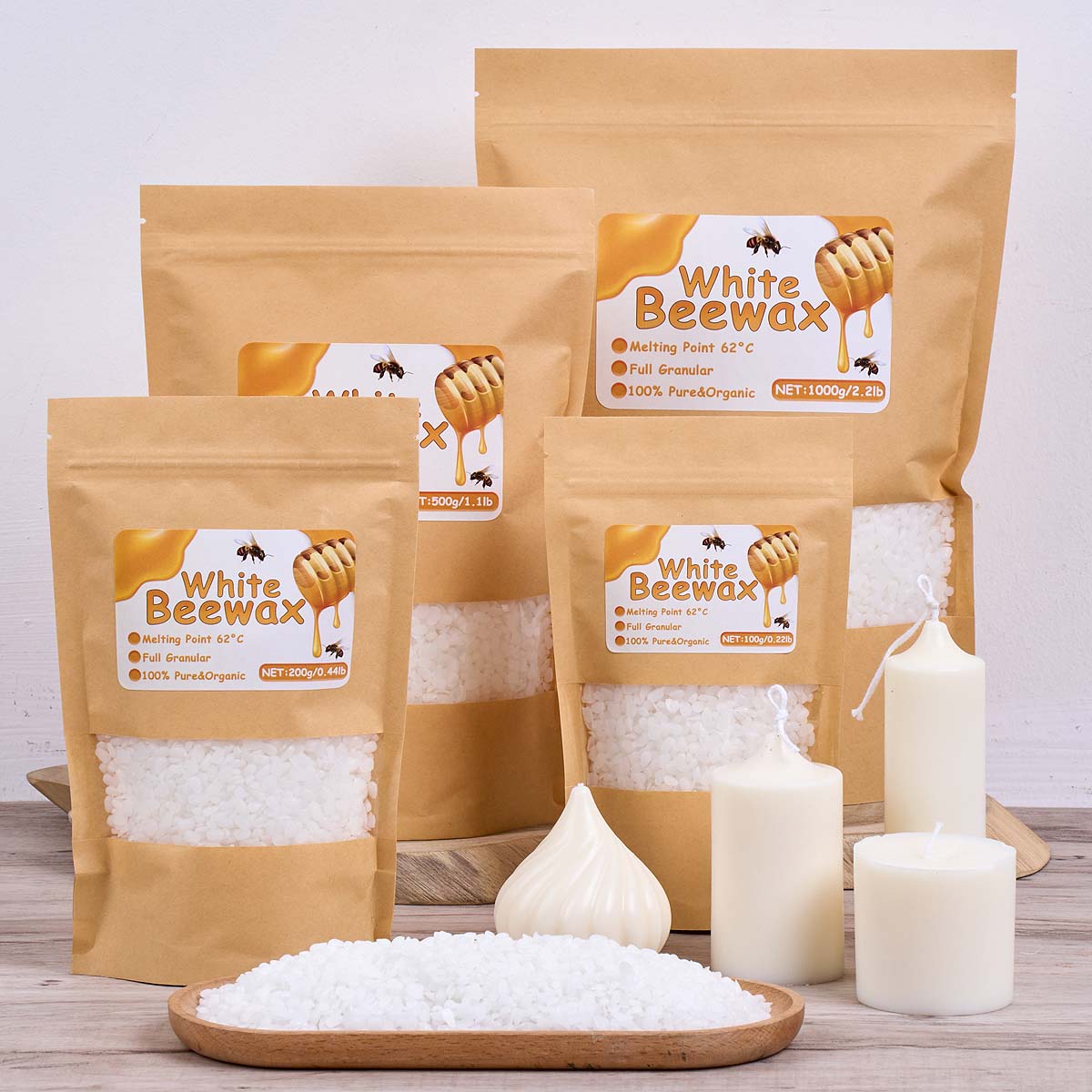 Candle Supplies Bulk - 1000g Cera d'api bianca Candela fai