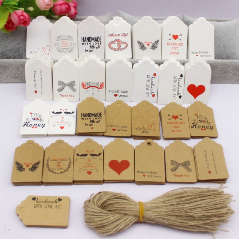 100 pezzi + 100 corde 3x5 cm c - Kraft Hang Tag recensione e prezzo