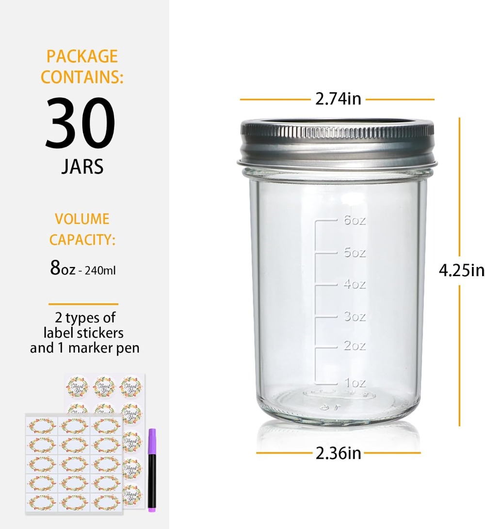Confezione da 30 Barattoli Mas - Mason Jar 8Oz recensione e prezzo