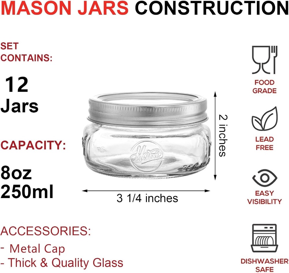 Set da 12 Barattoli in Vetro a - Mason Jar 8Oz recensione e prezzo