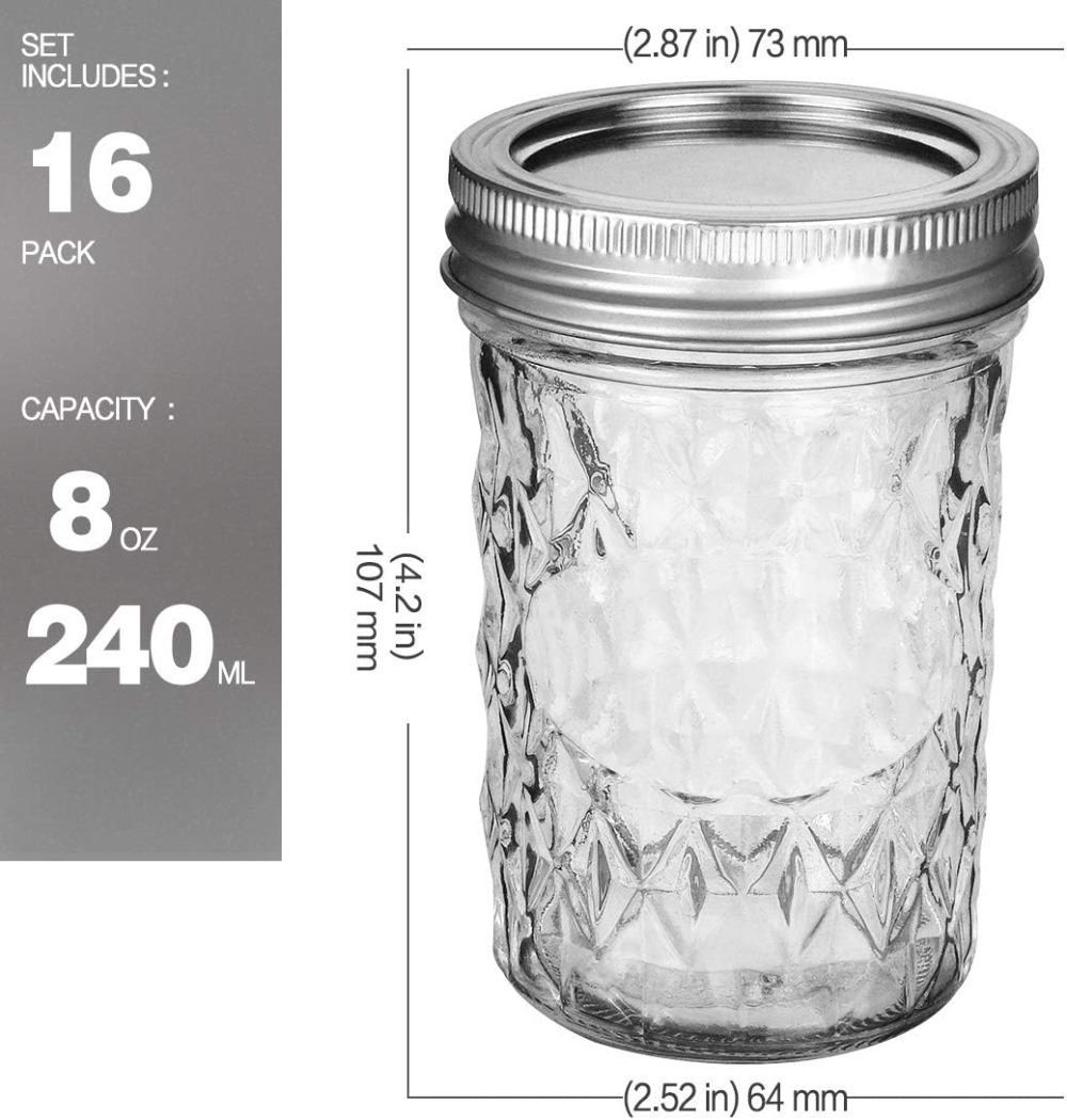 Set di 16 Barattoli Mason da 8 - Mason Jar 8Oz recensione e prezzo